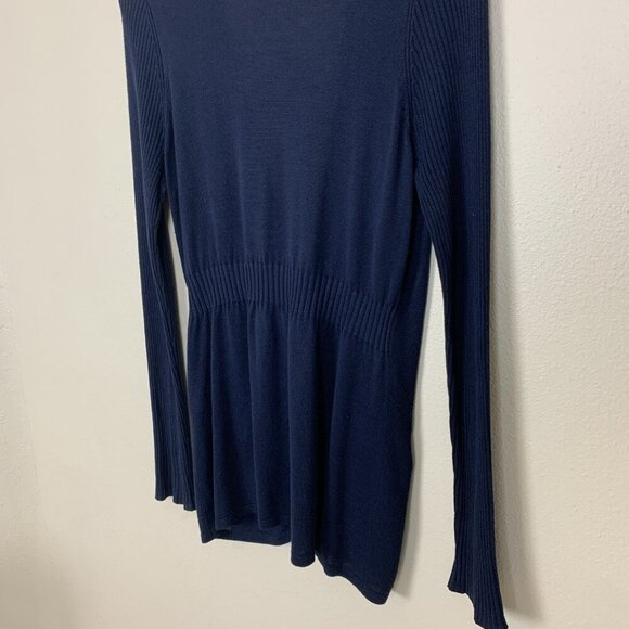 Cache Womens M Cardigan Sweater Navy Blue Gold Chain Nautical Quiet Luxury Knit - Picture 9 of 16